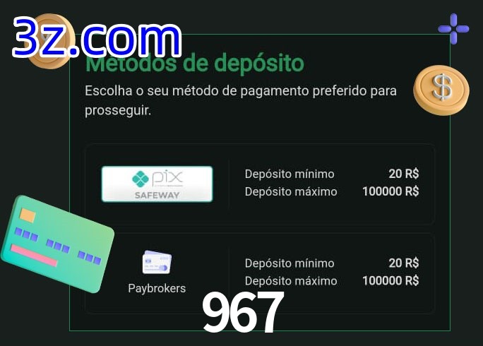 O cassino 967 oferece uma grande variedade de métodos de pagamento